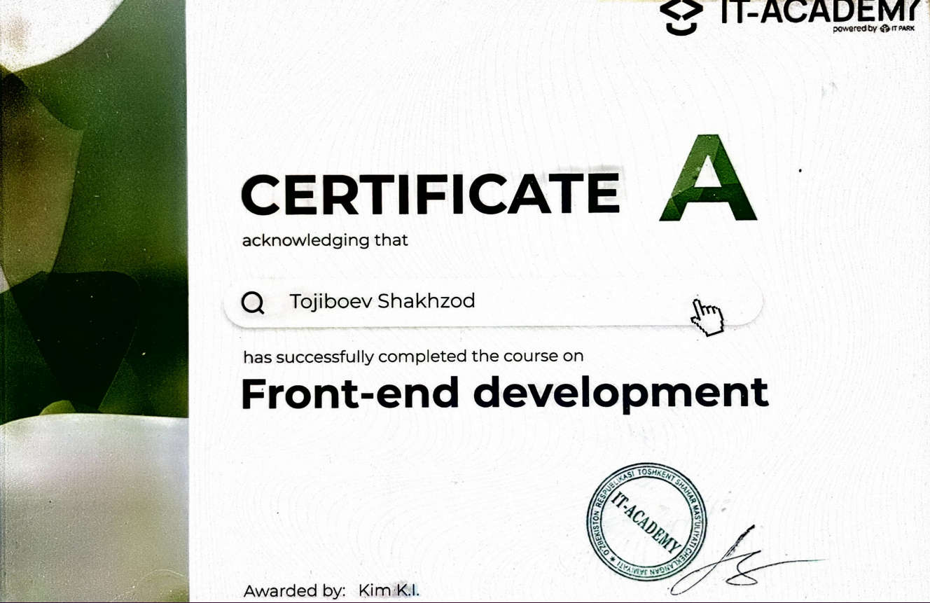 Front-end Development Certificate